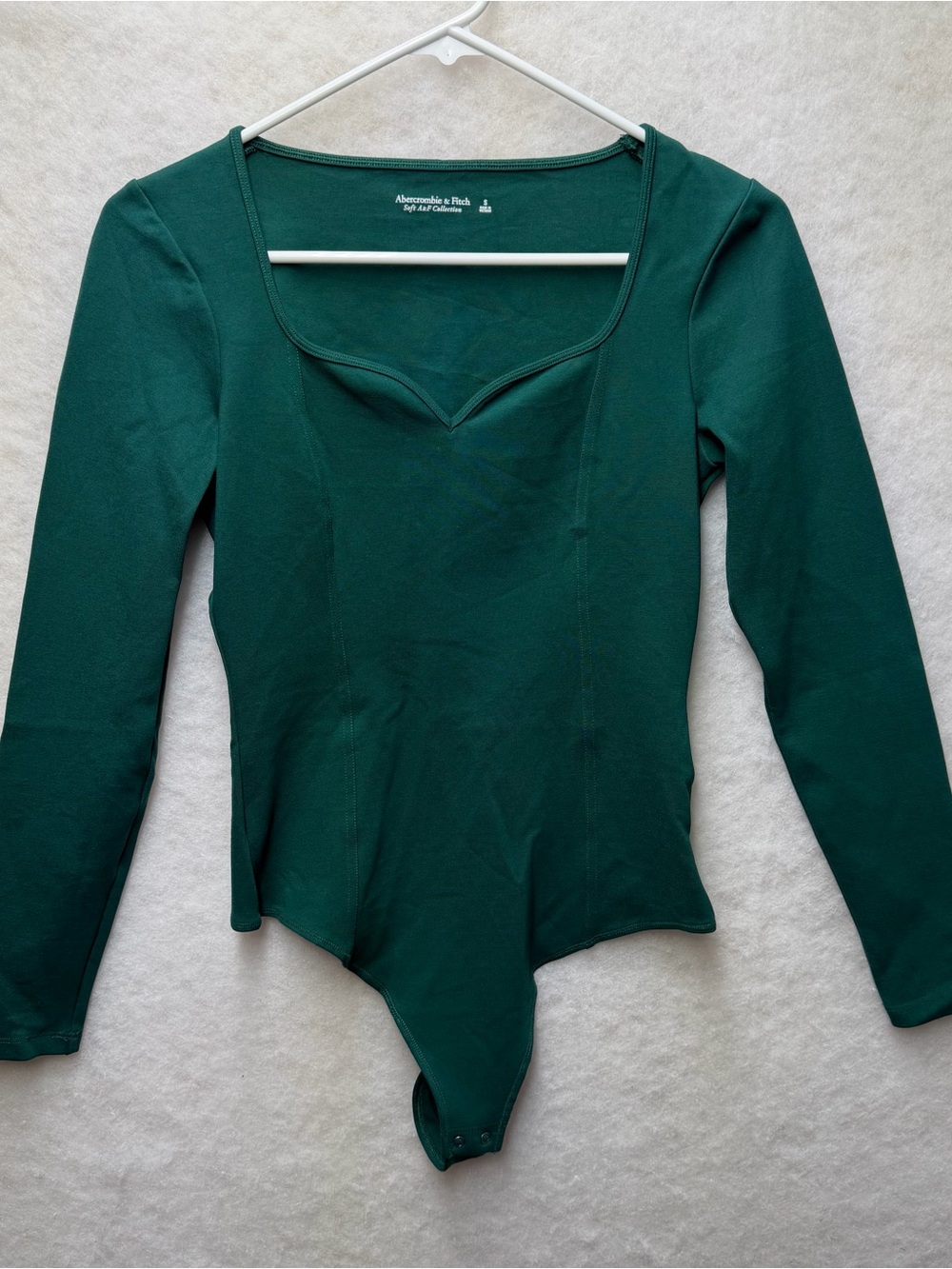 Abercrombie & Fitch Soft A&F Sweetheart Neck Long Sleeve Bodysuit Green Small